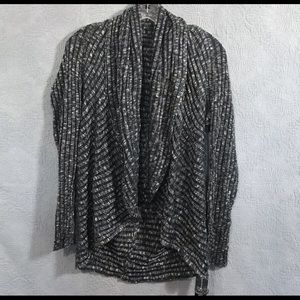 INC Black Silver Open Front Cardigan Size L
